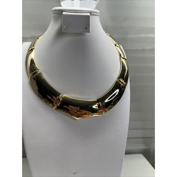 Vintage GoldTone Fringe 13 Panel Link Petite 1970's Collar Choker 18" - Picture 1 of 7